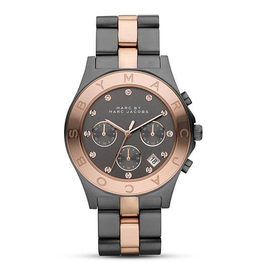 Marc Jacobs Blade Chronograph Grey Dial Two Tone Steel Strap Watch for Women - MBM3180