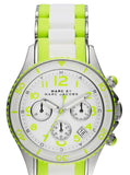 Marc Jacobs Rock Chrono White Dial White & Green Rubber Strap Watch for Women - MBM2592