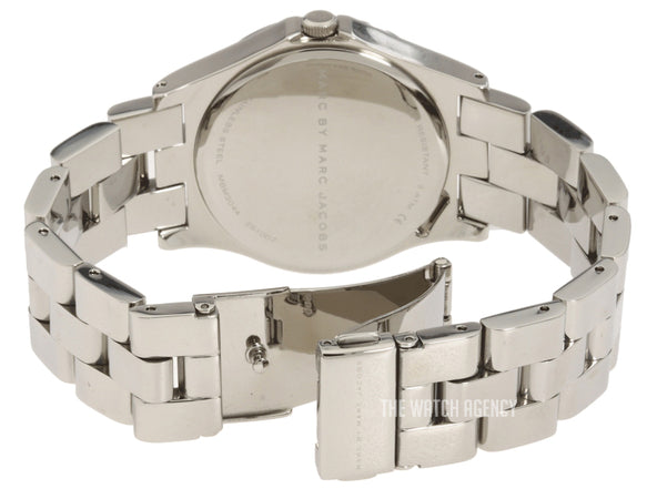 Marc Jacobs Henry Diamonds White Dial Silver Steel Strap Watch for Women - MBM3044