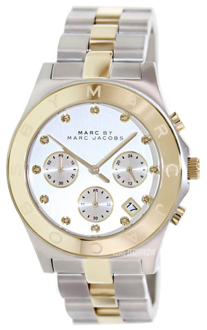 Marc Jacobs Blade Chronograph Silver Dial Two Tone Steel Strap Watch for Women - MBM3177