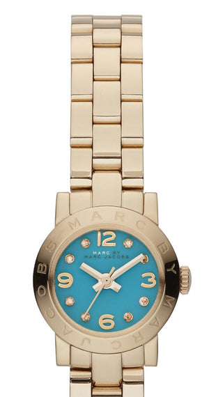 Marc Jacobs Amy Dinky Blue Dial Gold Steel Strap Watch for Women - MBM3229