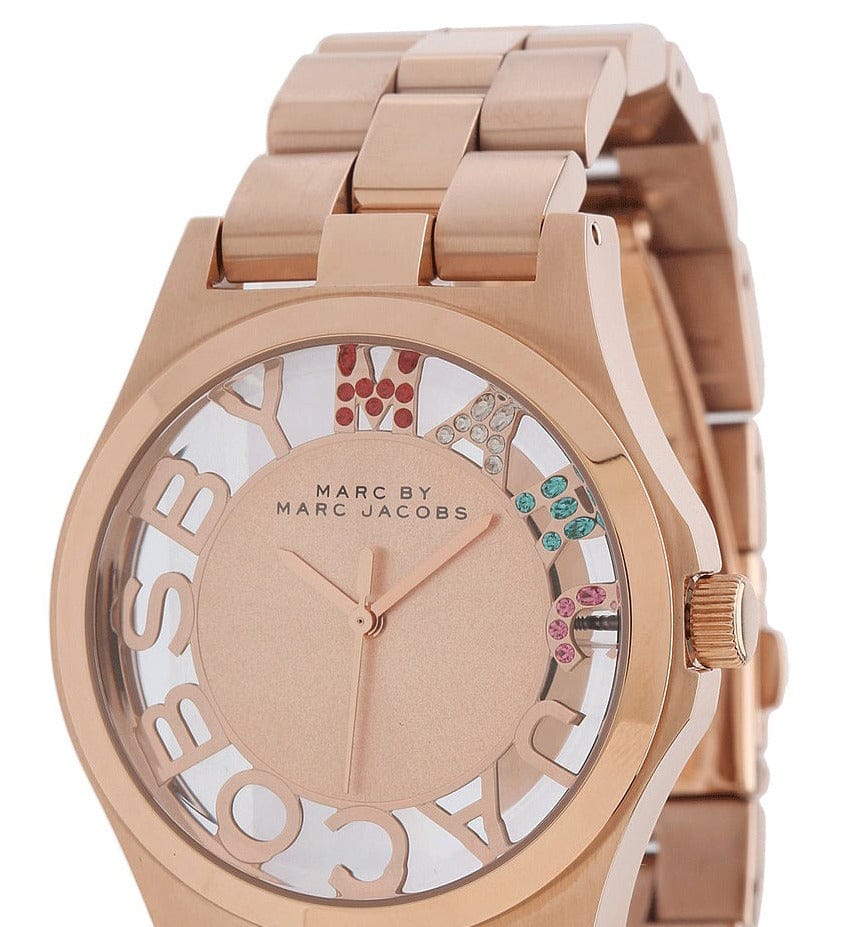Marc Jacobs Henry Skeleton Rose Gold Dial Rose Gold Steel Strap Watch for Women - MBM3264