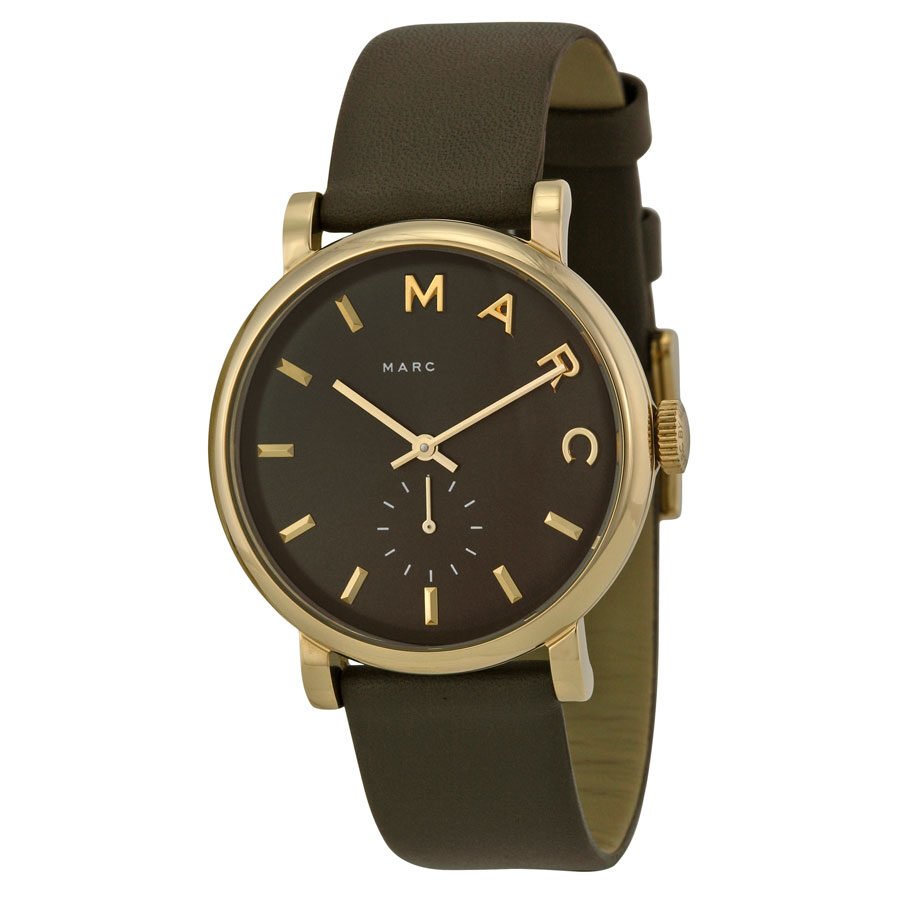 Marc Jacobs Baker Olive Green Dial Olive Green Leather Strap Watch for Women - MBM1328