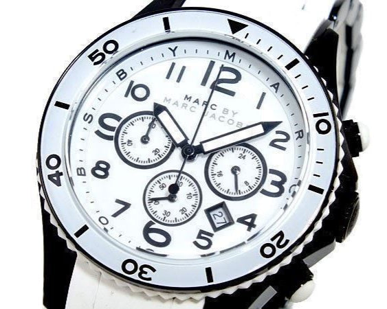 Marc Jacobs Rock Chronograph White Dial White Silicone Strap Watch for Women - MBM2574