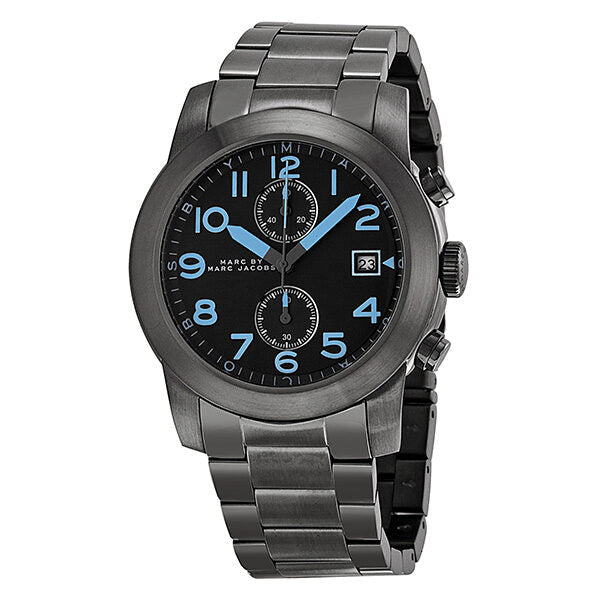 Marc Jacobs Larry Chronograph Black Dial Grey Steel Strap Watch for Men - MBM5051