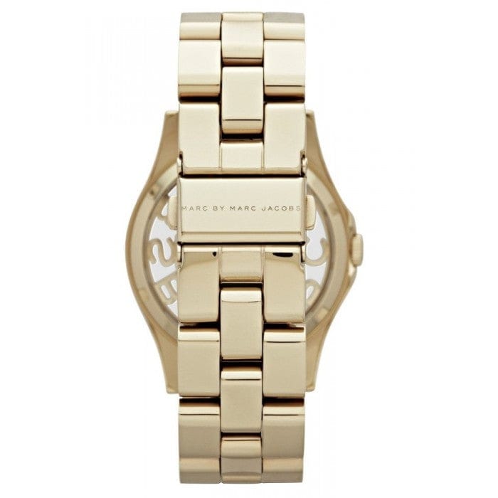 Marc Jacobs Henry Transparent Gold Dial Gold Steel Strap Watch for Women - MBM3206