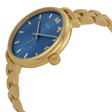 Marc Jacobs Sally Blue Dial Gold Stainless Steel Strap Watch for Women - MBM3366