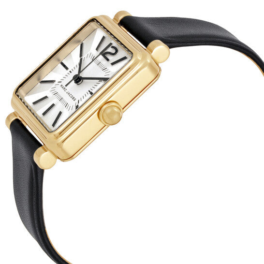 Marc Jacobs Vic Silver Dial Black Leather Strap Watch for Women - MJ1437