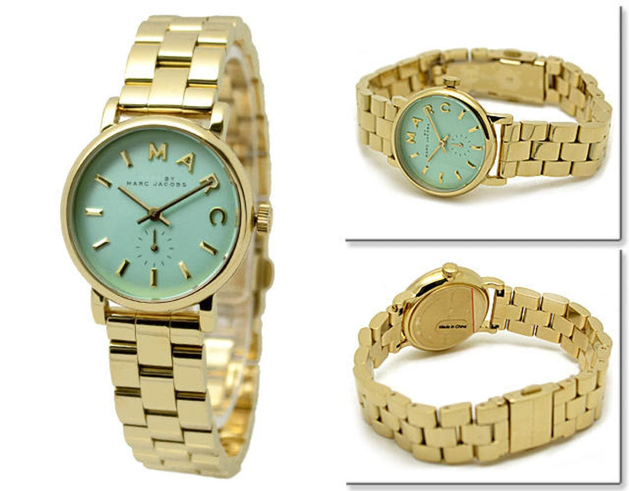 Marc Jacobs Baker Mint Green Dial Gold Steel Strap Watch for Women - MBM3284