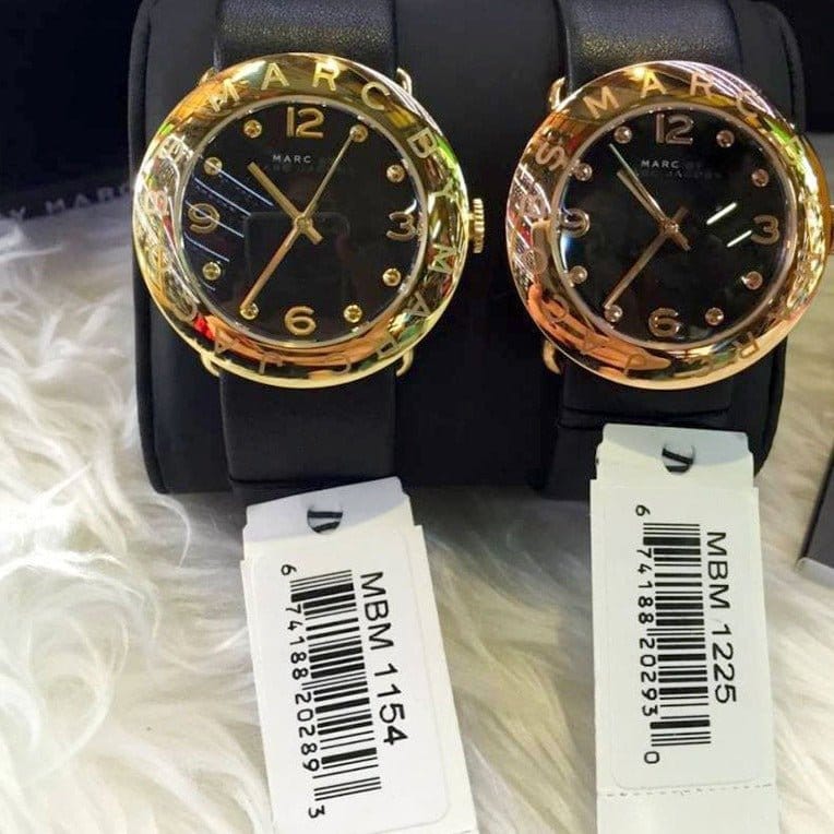 Marc Jacobs Amy Black Dial Black Leather Strap Watch for Women - MBM1225