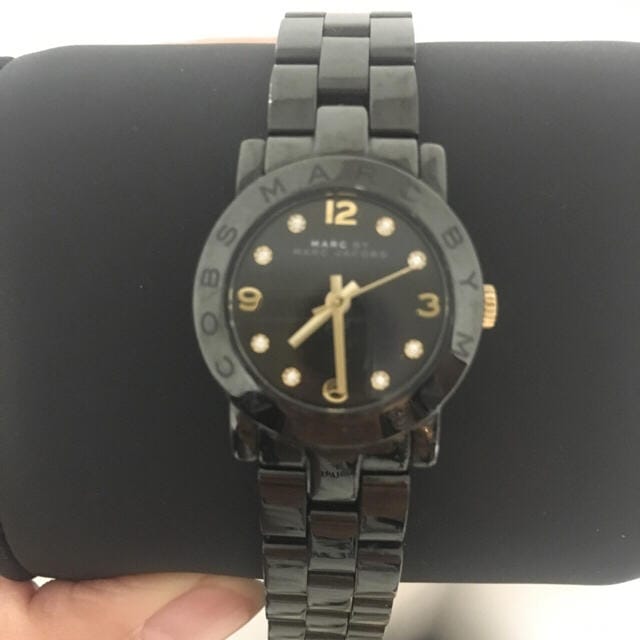 Marc Jacobs Amy Black Dial Black Steel Strap Watch for Women - MBM8595
