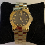 Marc Jacobs Amy Black Dial Gold Steel Strap Watch for Women - MBM3273