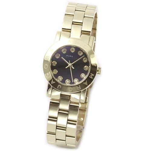 Marc Jacobs Amy Black Dial Gold Steel Strap Watch for Women - MBM3336