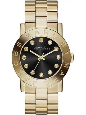 Marc Jacobs Amy Black Dial Gold Steel Strap Watch for Women - MBM3336