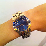 Marc Jacobs Amy Blue Dial Gold Steel Strap Watch for Women - MBM3166