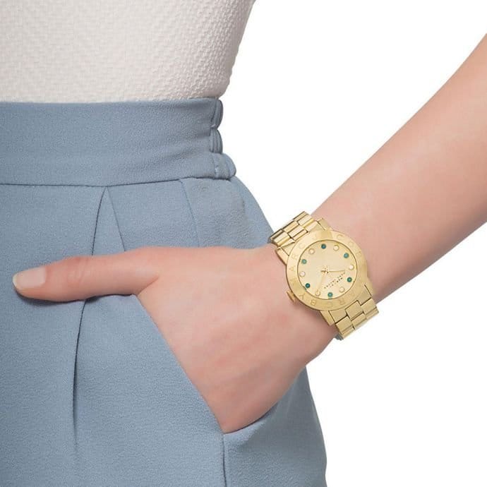 Marc Jacobs Amy Dexter Gold Dial Gold Steel Strap Watch for Women - MBM3215