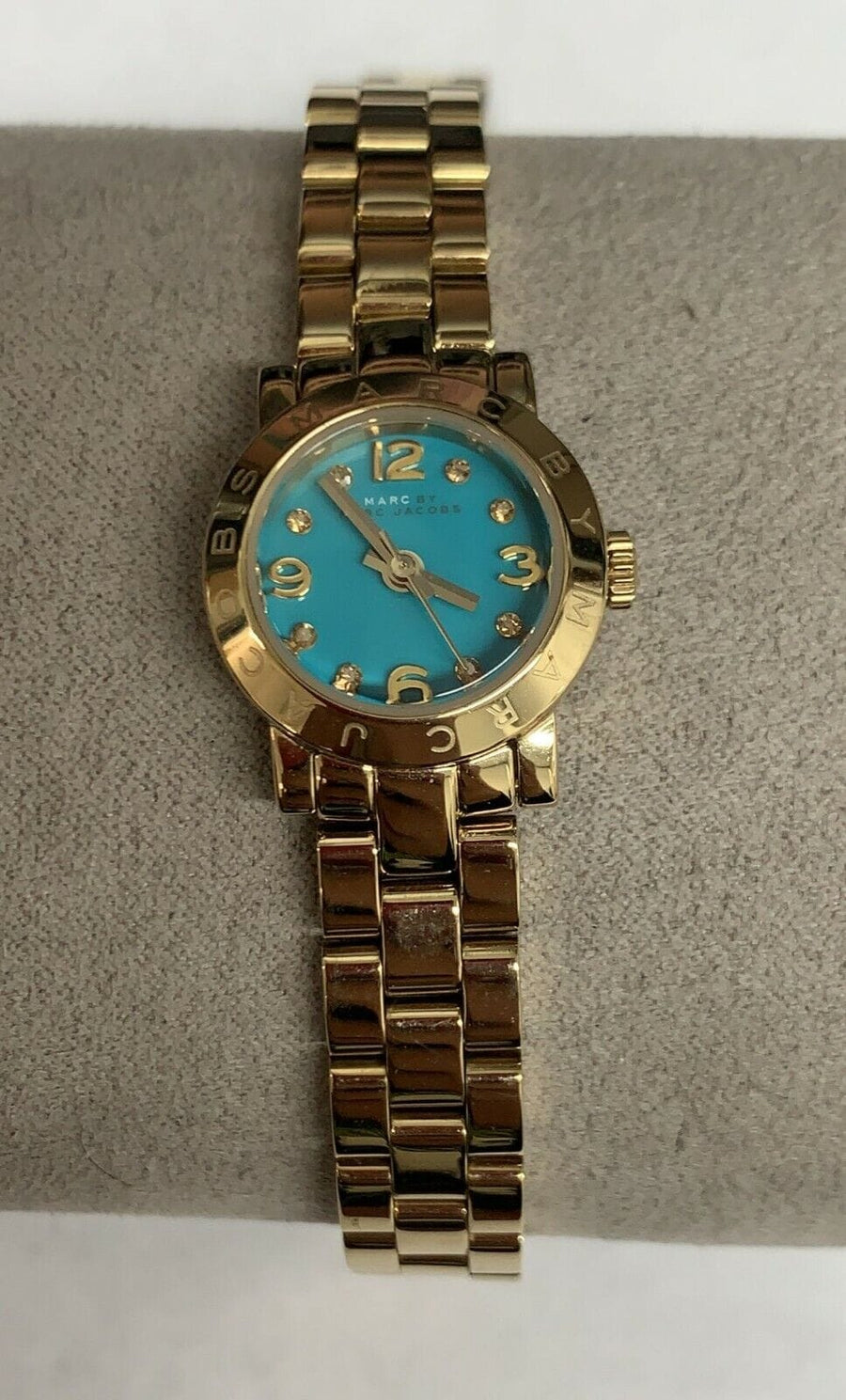 Marc Jacobs Amy Dinky Blue Dial Gold Steel Strap Watch for Women - MBM3229