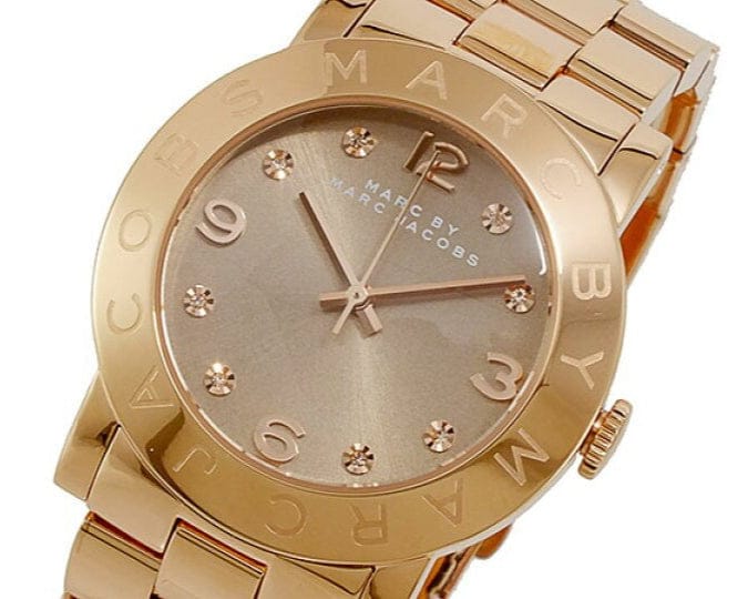 Marc Jacobs Amy Glitz Brown Dial Rose Gold Steel Strap Watch for Women - MBM3221