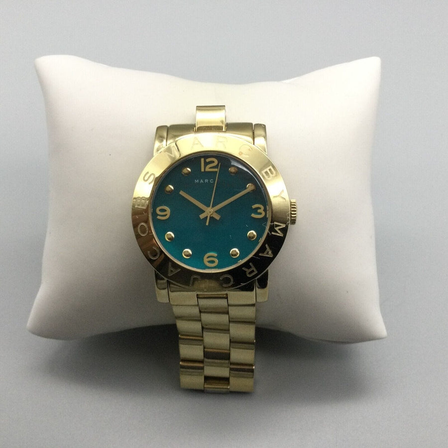 Marc Jacobs Amy Green Dial Gold Steel Strap Watch for Women - MBM8609