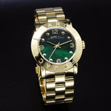 Marc Jacobs Amy Green Dial Gold Steel Strap Watch for Women - MBM8609