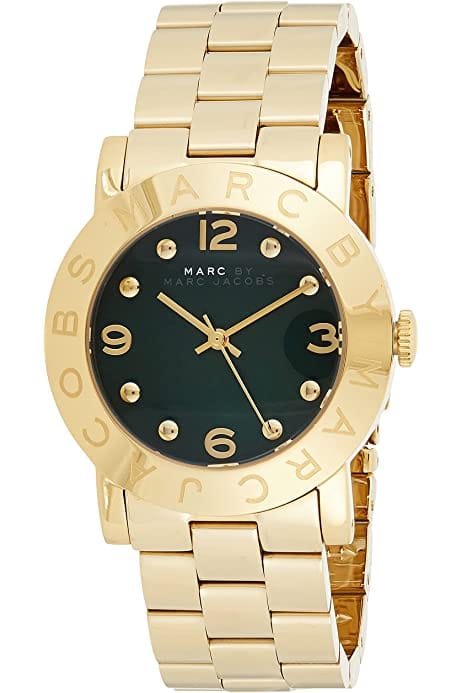 Marc Jacobs Amy Green Dial Gold Steel Strap Watch for Women - MBM8609