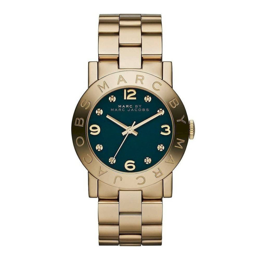 Marc Jacobs Amy Green Dial Gold Steel Strap Watch for Women - MBM8609