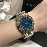 Marc Jacobs Amy Green Dial Gold Steel Strap Watch for Women - MBM8619