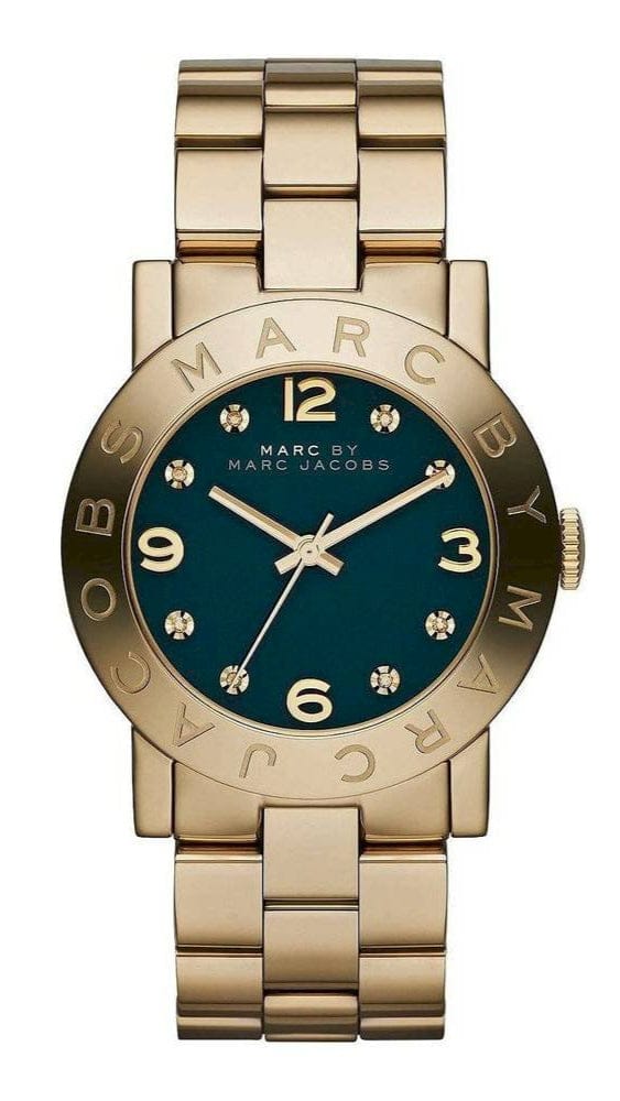 Marc Jacobs Amy Green Dial Gold Steel Strap Watch for Women - MBM8619
