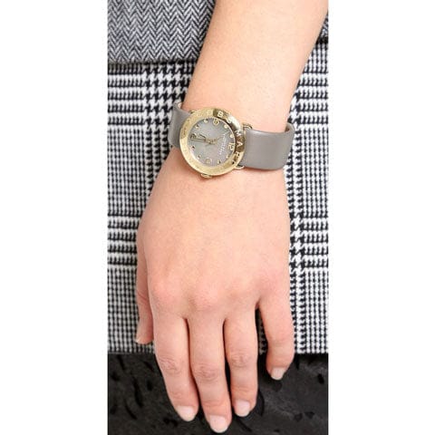 Marc Jacobs Amy Grey Dial Grey Leather Strap Watch for Women - MBM1287