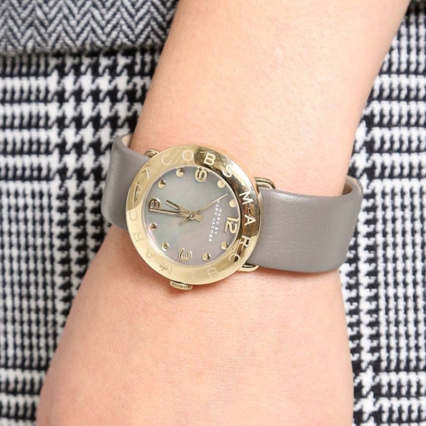 Marc Jacobs Amy Grey Dial Grey Leather Strap Watch for Women - MBM1287