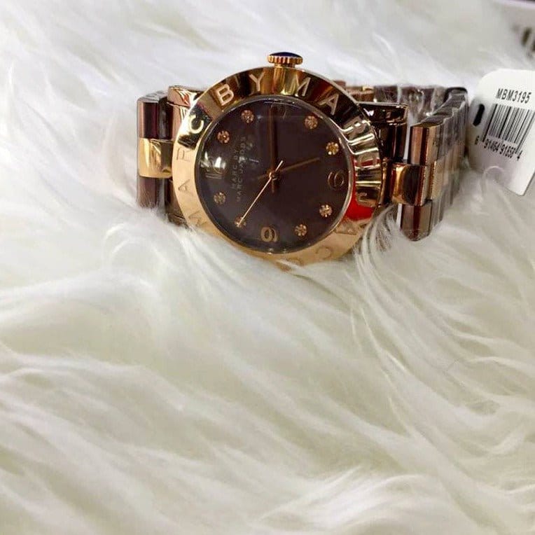 Marc Jacobs Amy Grey Dial Two Tone Steel Strap Watch for Women - MBM3195