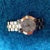 Marc Jacobs Amy Mother of Pearl Black Dial Rose Gold Steel Strap Watch for Women - MBM8610