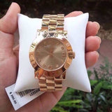 Marc Jacobs Amy Mother of Pearl Black Dial Rose Gold Steel Strap Watch for Women - MBM8610