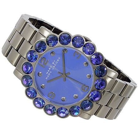 Marc Jacobs Amy Purple Dial Black Steel Strap Watch for Women - MBM3224