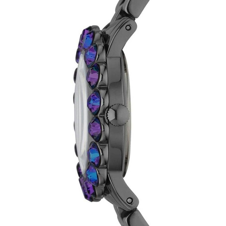 Marc Jacobs Amy Purple Dial Black Steel Strap Watch for Women - MBM3224