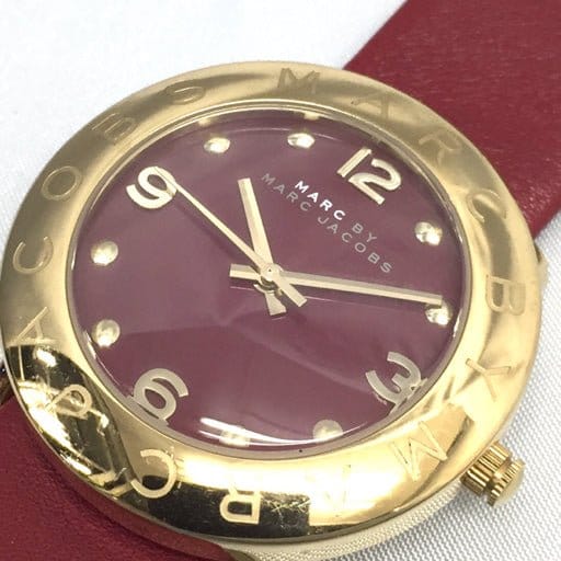 Marc Jacobs Amy Red Dial Burgundy Leather Strap Watch for Women - MBM1152