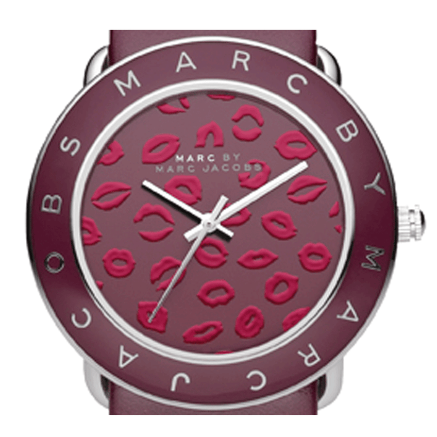 Marc Jacobs Amy Red Dial Burgundy Leather Strap Watch for Women - MBM1162