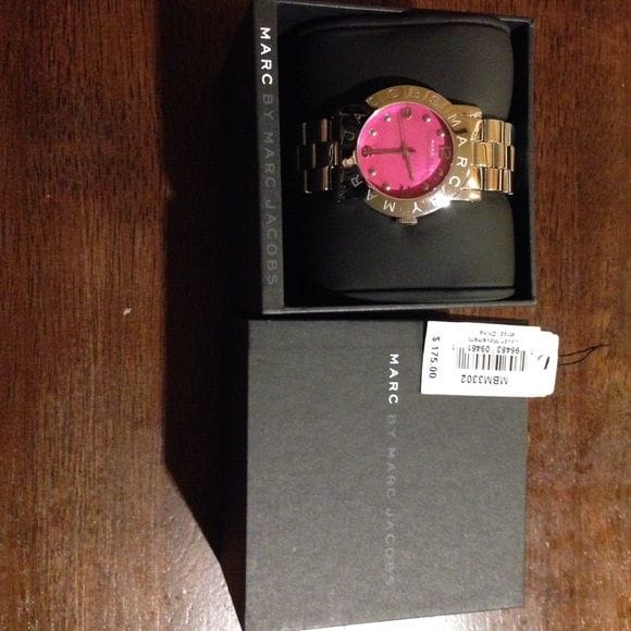 Marc Jacobs Amy Red Dial Silver Steel Strap Watch for Women - MBM3302