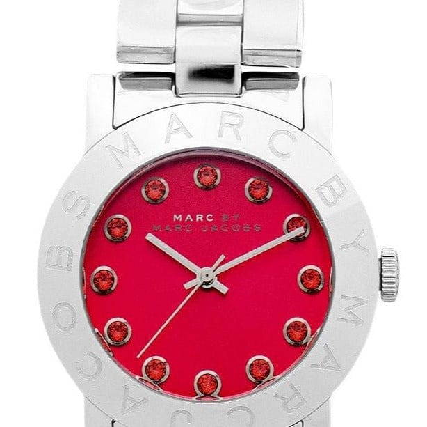 Marc Jacobs Amy Red Dial Silver Steel Strap Watch for Women - MBM3333
