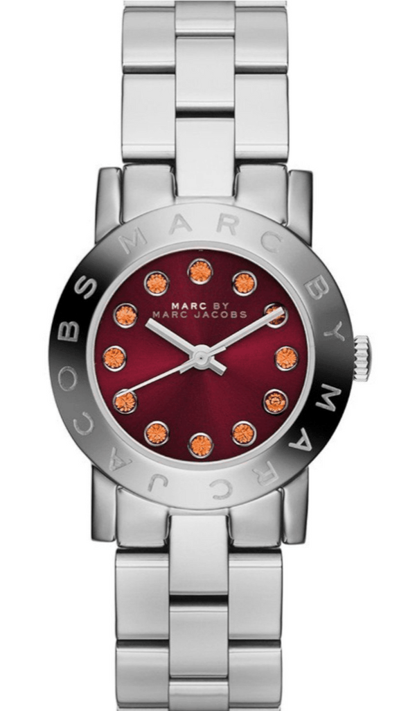 Marc Jacobs Amy Red Dial Silver Steel Strap Watch for Women - MBM3333
