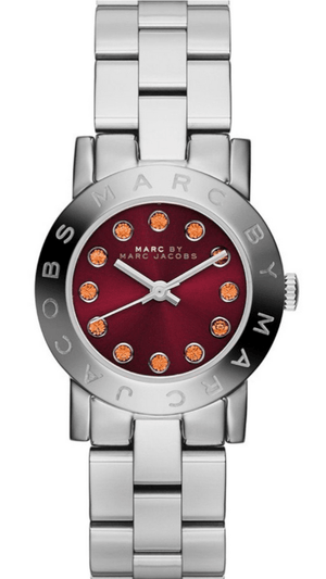Marc Jacobs Amy Red Dial Silver Steel Strap Watch for Women - MBM3335