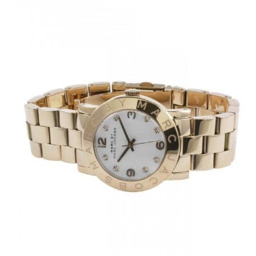 Marc Jacobs Amy White Dial Gold Steel Strap Watch for Women - MBM3056