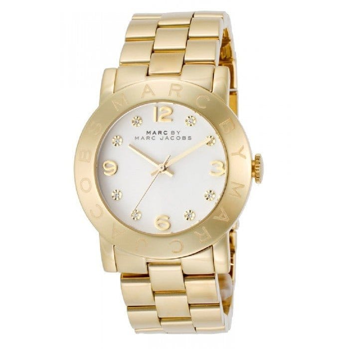Marc Jacobs Amy White Dial Gold Steel Strap Watch for Women - MBM3056
