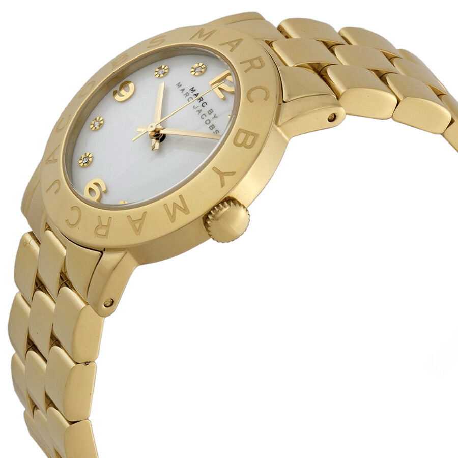Marc Jacobs Mini Amy White Dial Gold Steel Strap Watch for Women - MBM3057