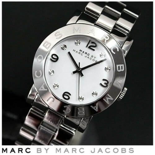 Marc Jacobs Amy White Dial Silver Steel Strap Watch for Women - MBM3054