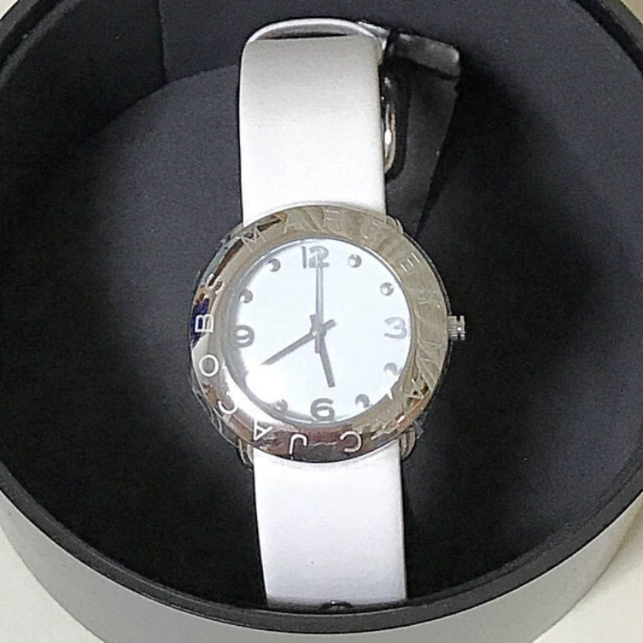 Marc Jacobs Amy White Dial White Leather Strap Watch for Women - MBM1136