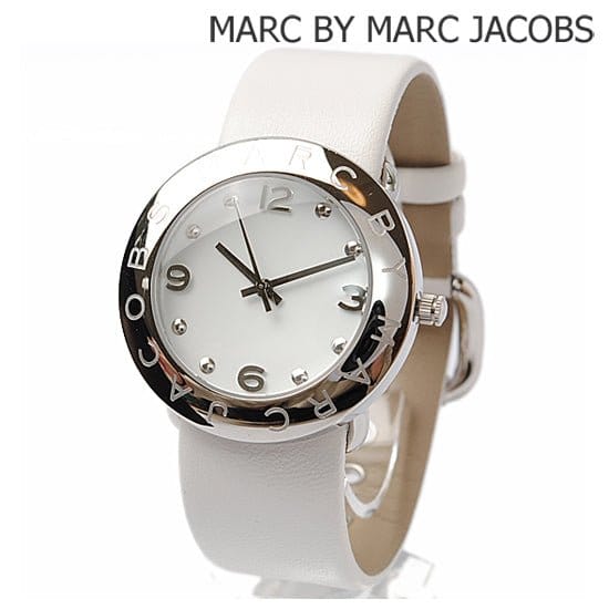 Marc Jacobs Amy White Dial White Leather Strap Watch for Women - MBM1136