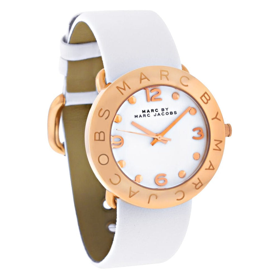 Marc Jacobs Amy White Dial White Leather Strap Watch for Women - MBM1180