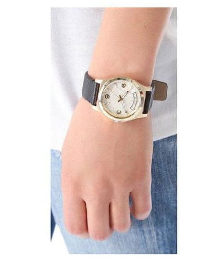 Marc Jacobs Baby Dave Gold Dial Black Leather Strap Watch for Women - MBM1264