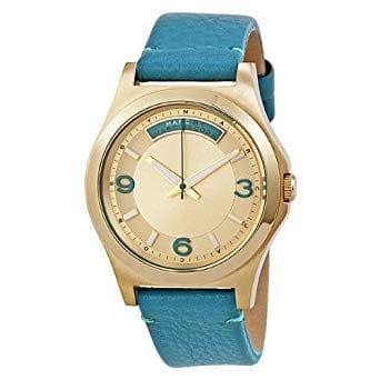 Marc Jacobs Baby Dave Gold Dial Blue Leather Strap Watch for Women - MBM1263